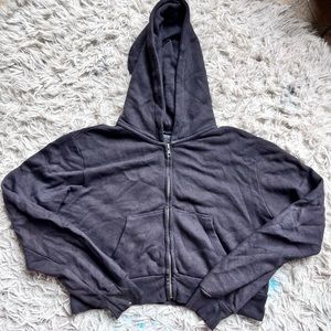Brandy Melville cropped dark purple zip up hoodie